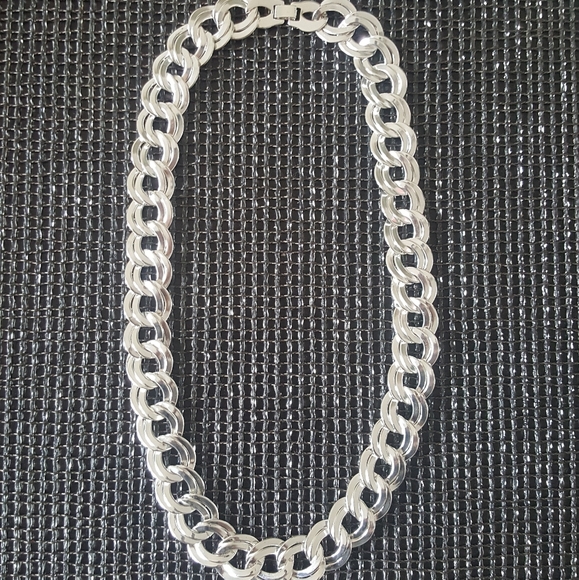 Silver-tone Double Links Necklace - Picture 3 of 4